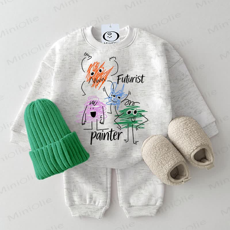FUTURIST PAINTER Baby Light Grey Sweatshirt 2-piece Set - Light Grey - 2-3T - image 1