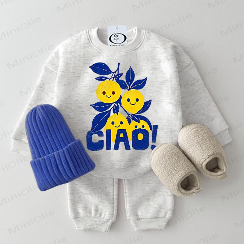 CIAO! Baby Light Grey Lemon Print Sweatshirt 2-piece Set - Light Grey - 2-3T - image 1
