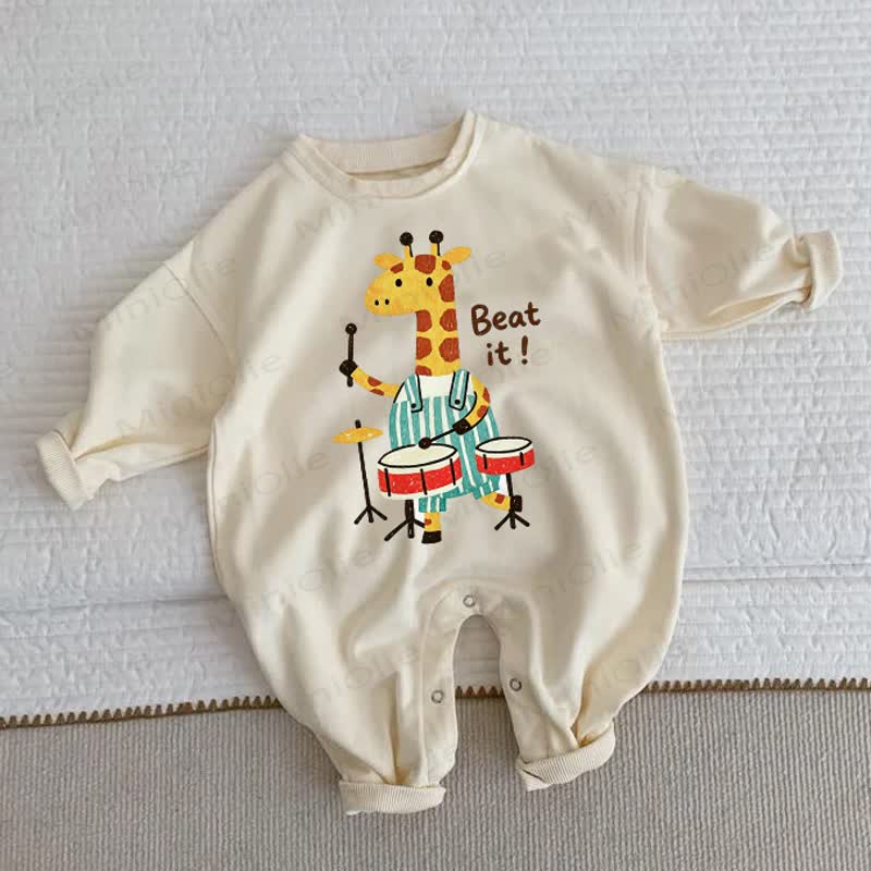 BEAT IT! Baby Toddler Giraffe Print Beige Romper - Beige - 2-3T - image 1