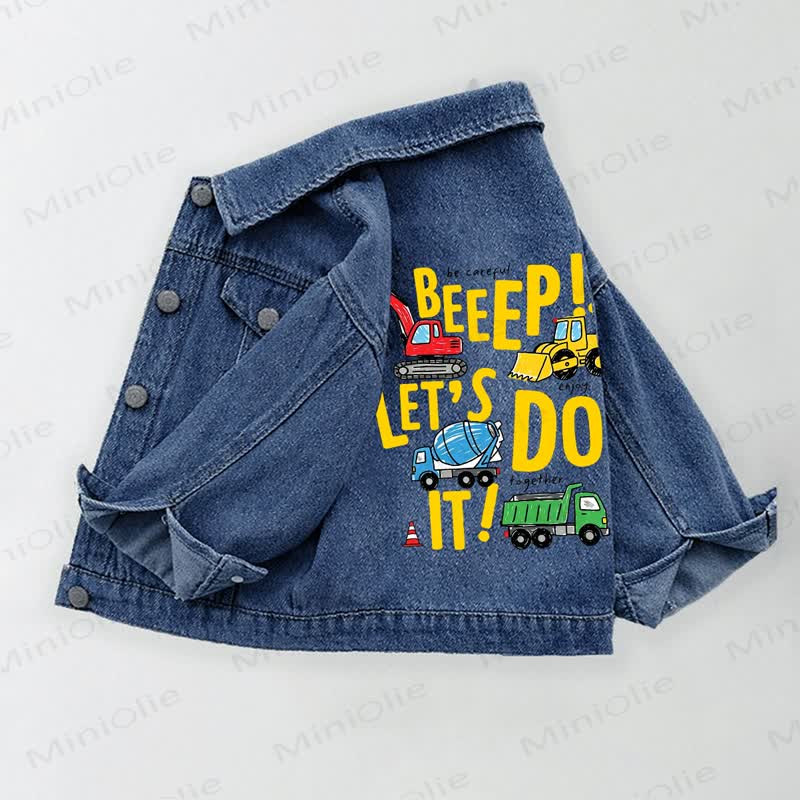 BEEEP! LET'S DO IT﻿! Toddler Kid Truck Print Denim Jacket - Blue - 10-11T - image 1