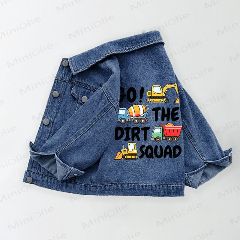 GO! THE DIRT SQUAD Toddler Kid Truck Print Denim Jacket - Blue - 10-11T - image 1