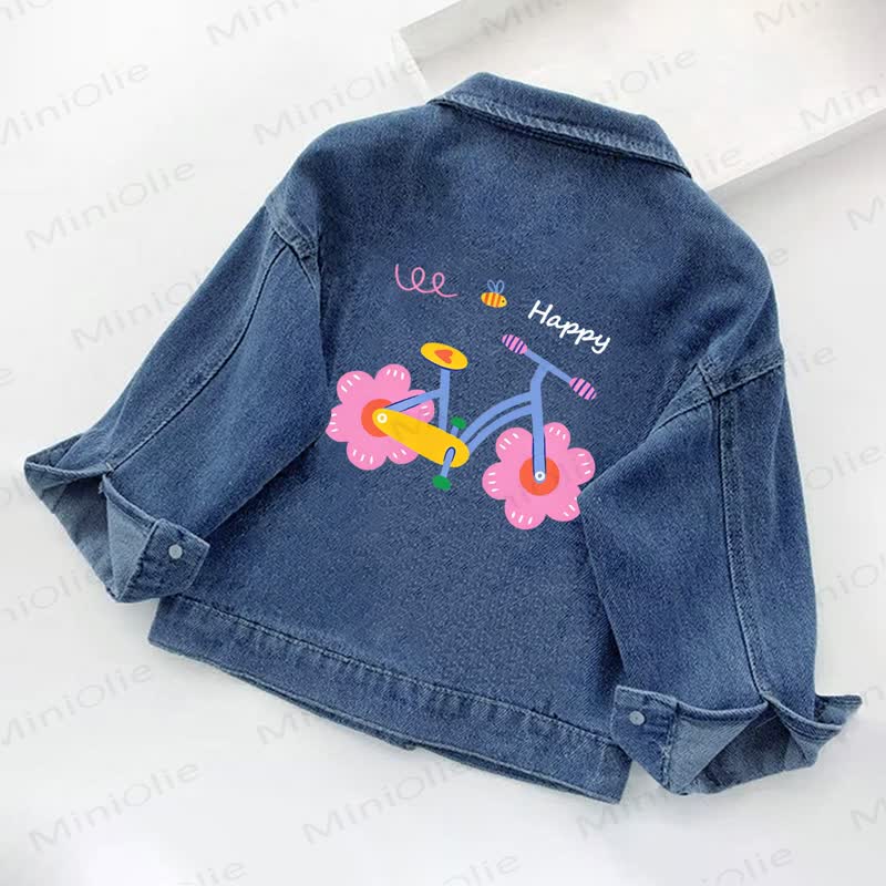 HAPPY Toddler Kid Bicycle Print Denim Jacket - image 2