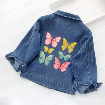 Toddler Kid Cartoon Butterfly Print Denim Jacket - image 2