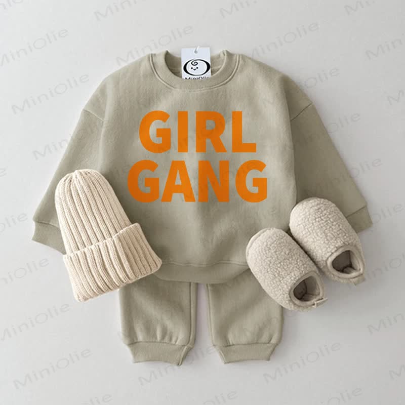GIRL GANG Baby Sweatshirt 2-piece Set - Grey Green - 2-3T - image 2
