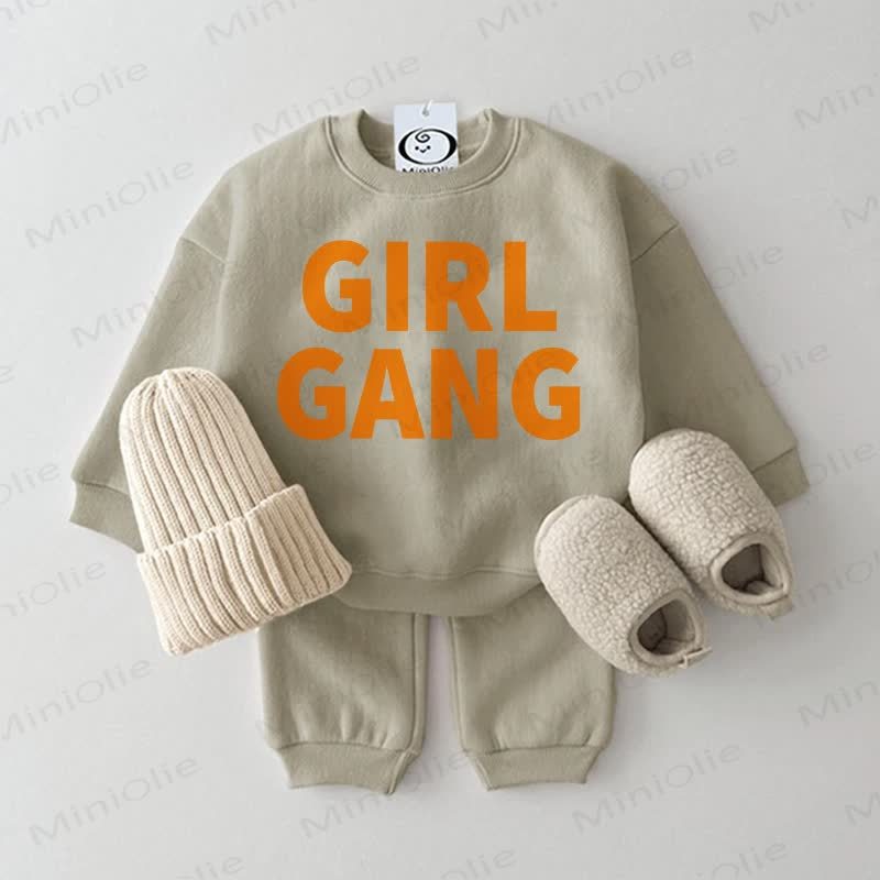 GIRL GANG Baby Sweatshirt 2-piece Set - Grey Green - 2-3T - image 2