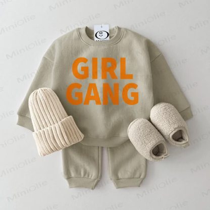 GIRL GANG Baby Sweatshirt 2-piece Set - Grey Green - 2-3T - image 2