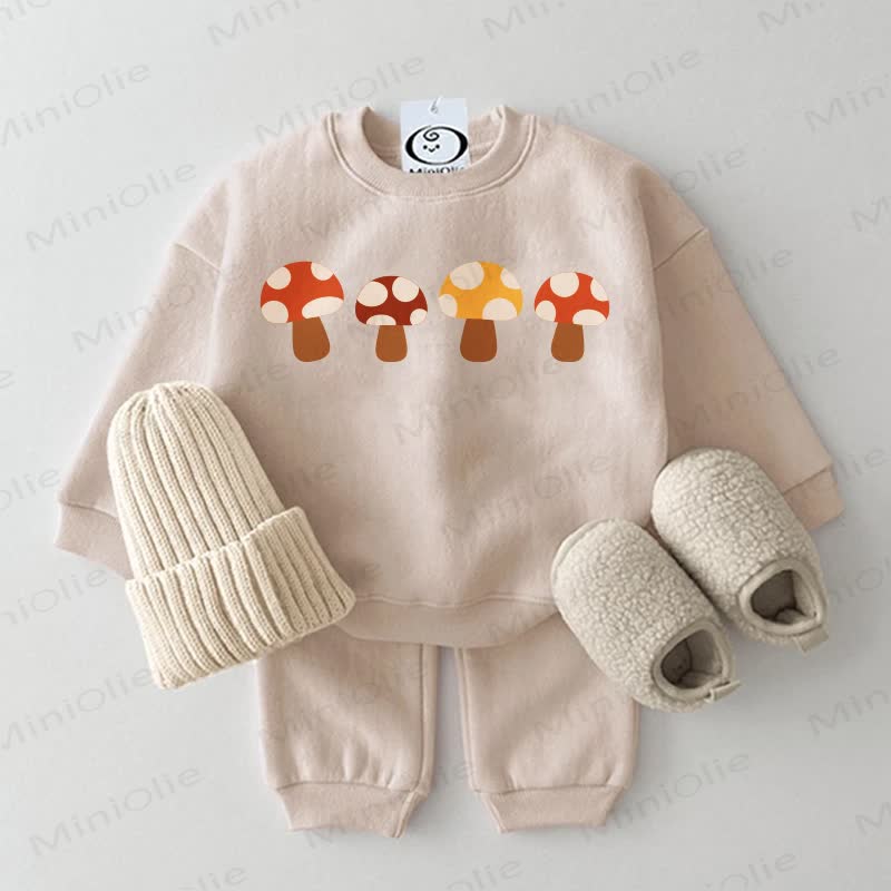 Baby Four Mushrooms Beige Sweatshirt 2-piece Set - Beige - 2-3T - image 1