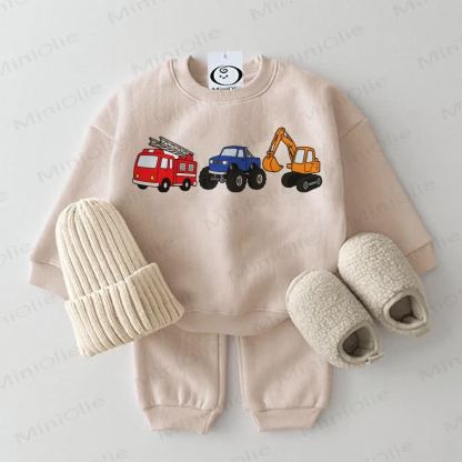 Baby Vehicle Beige Sweatshirt 2-piece Set - Beige - 2-3T - image 1