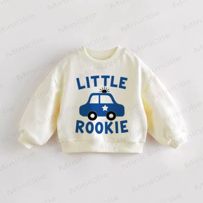 LITTLE ROOKIE Baby Toddler Blue Car Cream Sweatshirt - Cream - 3-5T - image 1