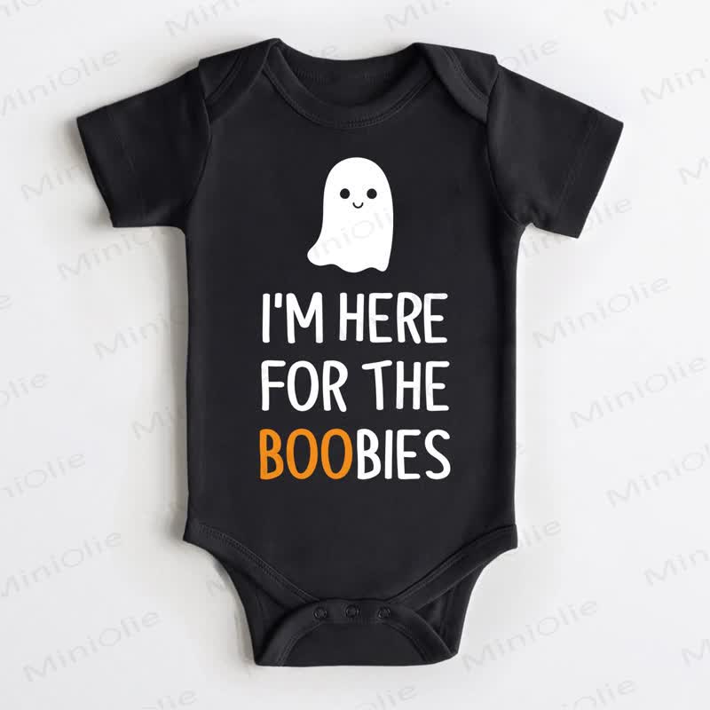 I'M HERE FOR THE BOOBIES Baby Slogan Black Bodysuit - Black - 18-24M - image 1