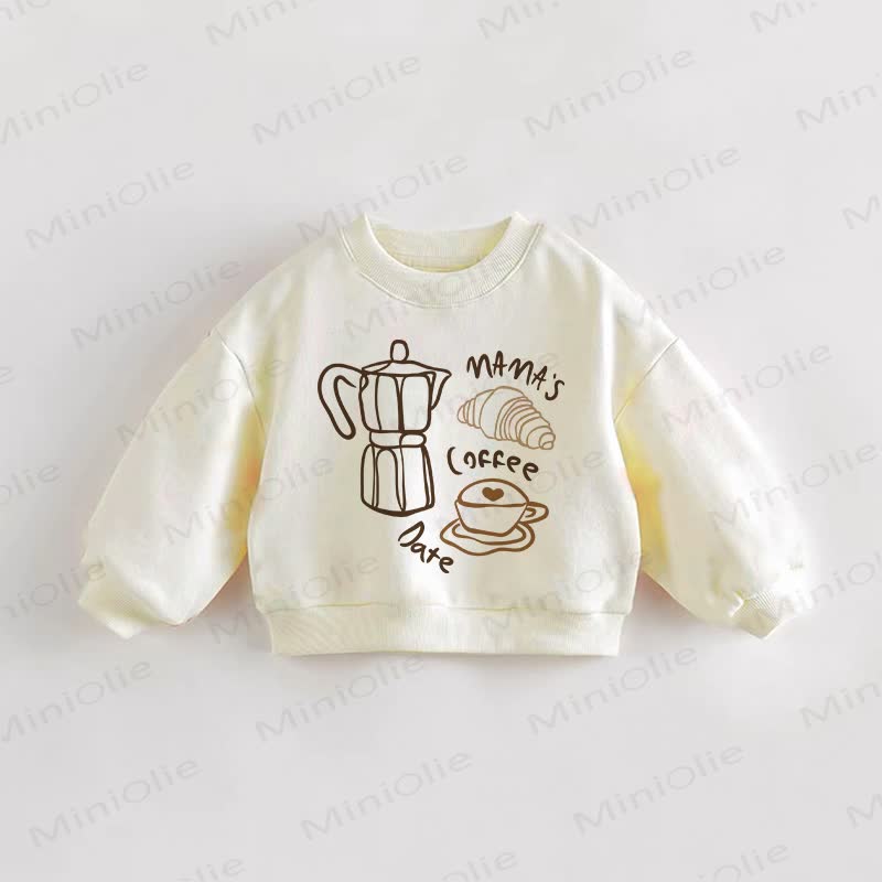 MAMA'S COFFEE DATE Baby Toddler Cream Sweatshirt - Cream - 3-5T - image 1