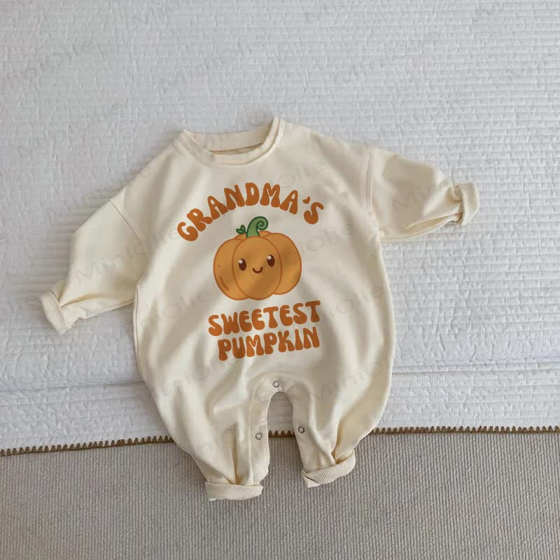 GRANDMA'S SWEETEST PUMPKIN Baby Beige Romper - Beige - 2-3T - image 1