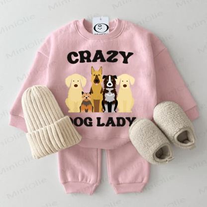 CRAZY DOG LADY Baby Pink Sweatshirt 2-piece Set - Pink - 2-3T - image 1