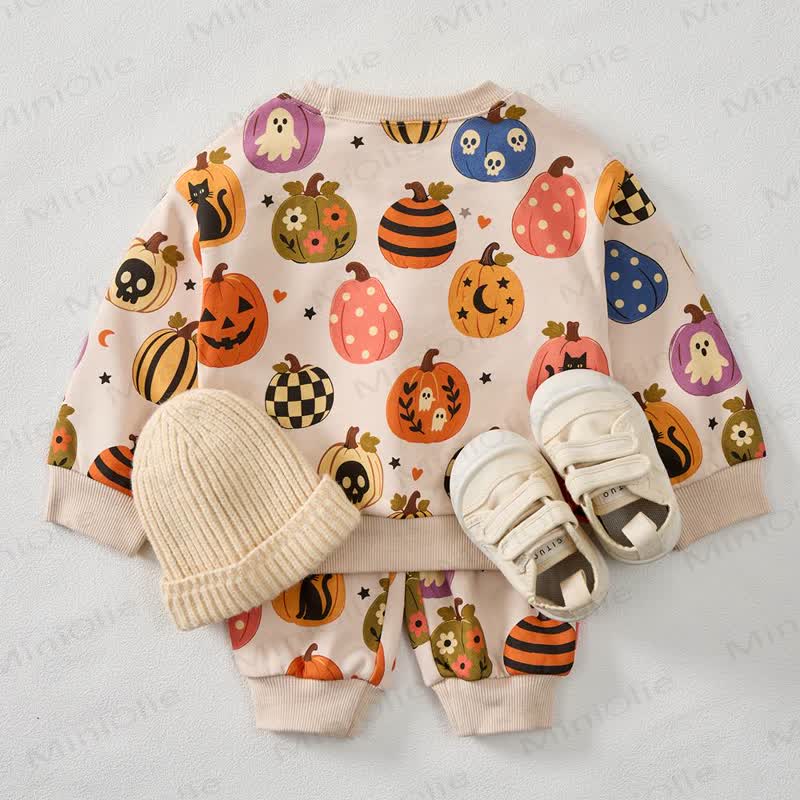 Baby Pumpkin Ghost Cat Print 2-piece Set - image 2