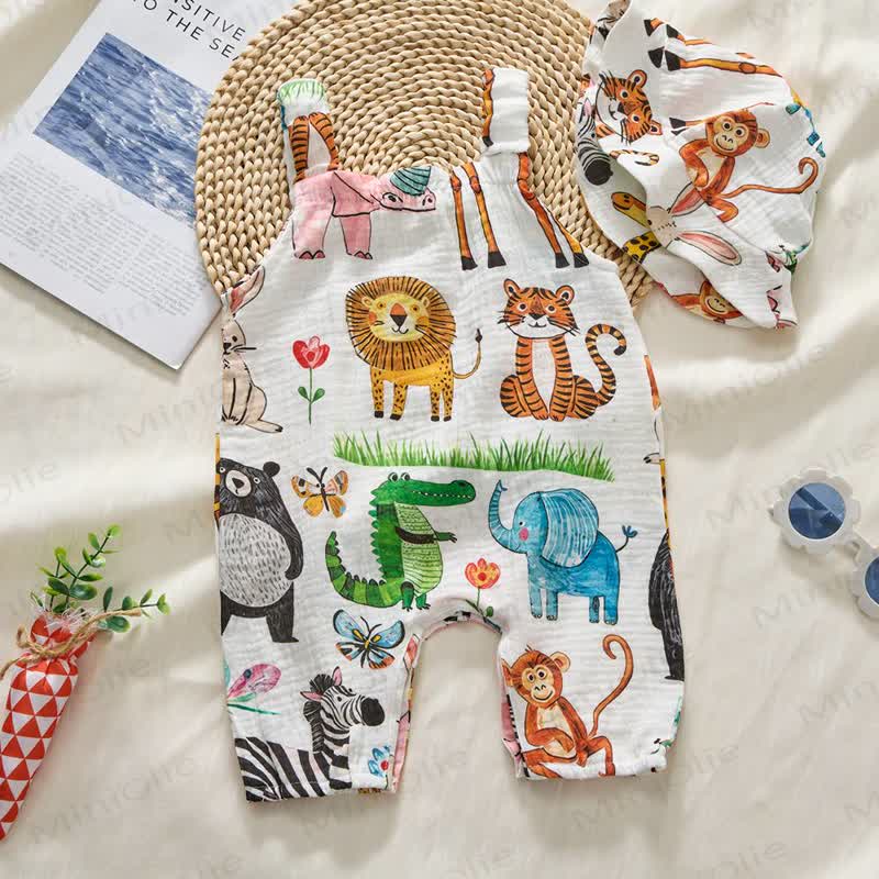 Baby Zoo Print Romper with Hat - image 2