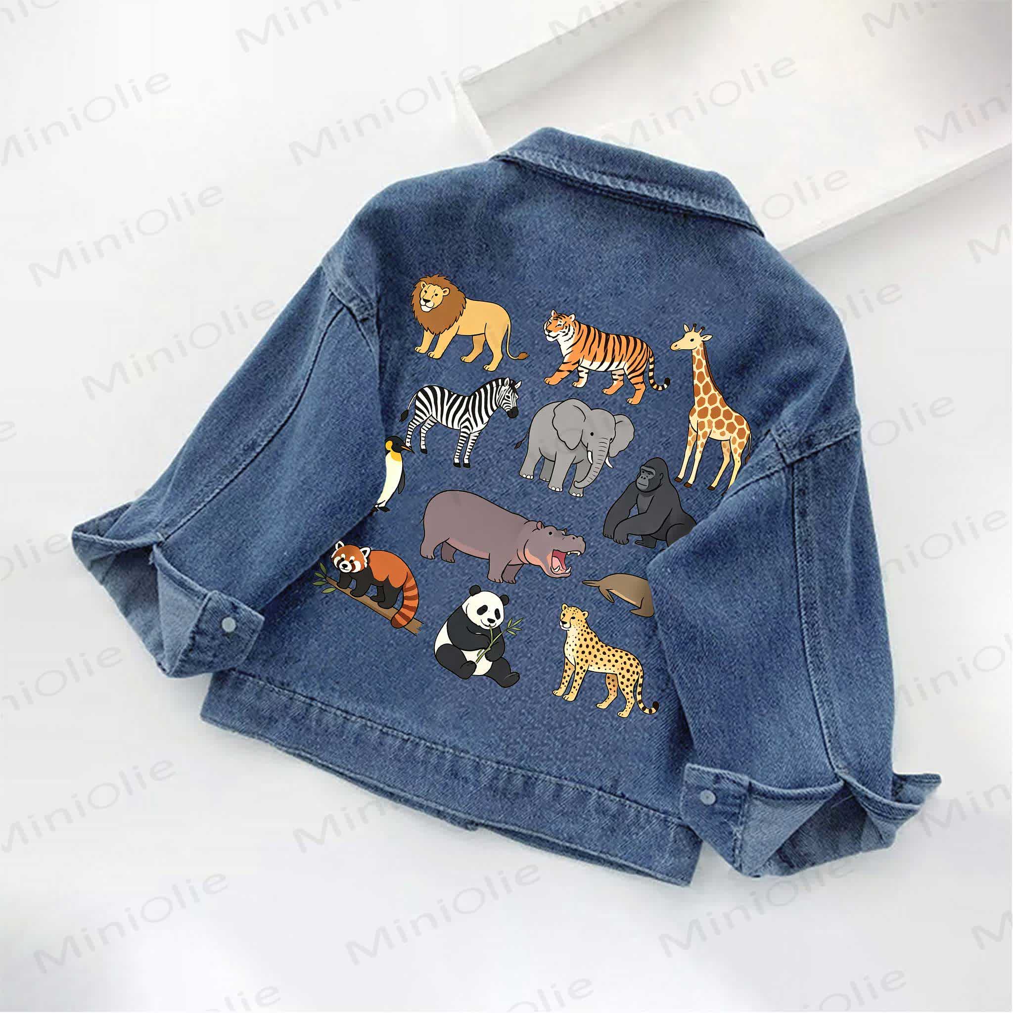 Toddler Kid Cartoon Wild Animals Print Denim Jacket - image 2