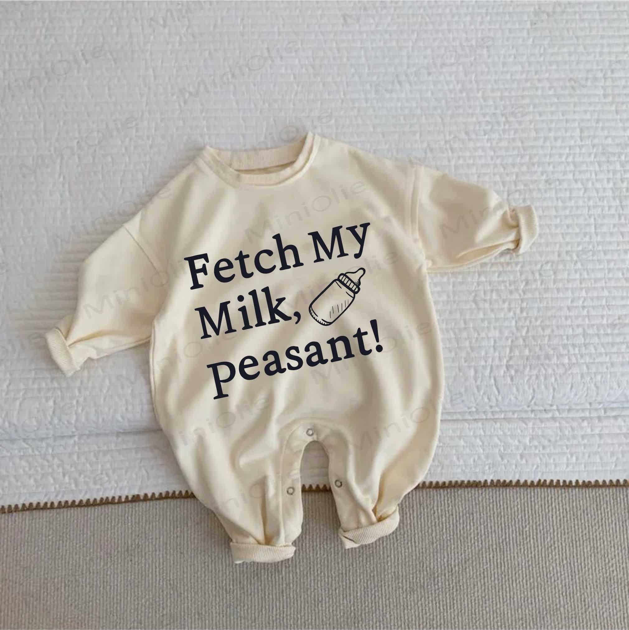 FETCH MY MILK, PEASANT! Baby Beige Romper - Beige - 2-3T - image 1