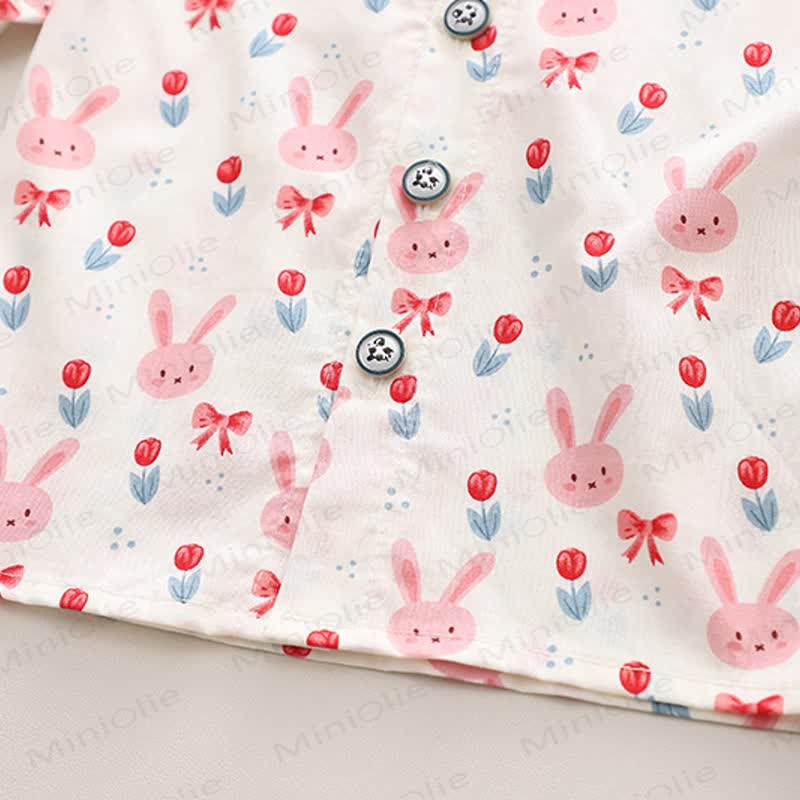 Baby Toddler Girl Bunny Print Peter Pan Top and Pants 2-piece Set - image 8