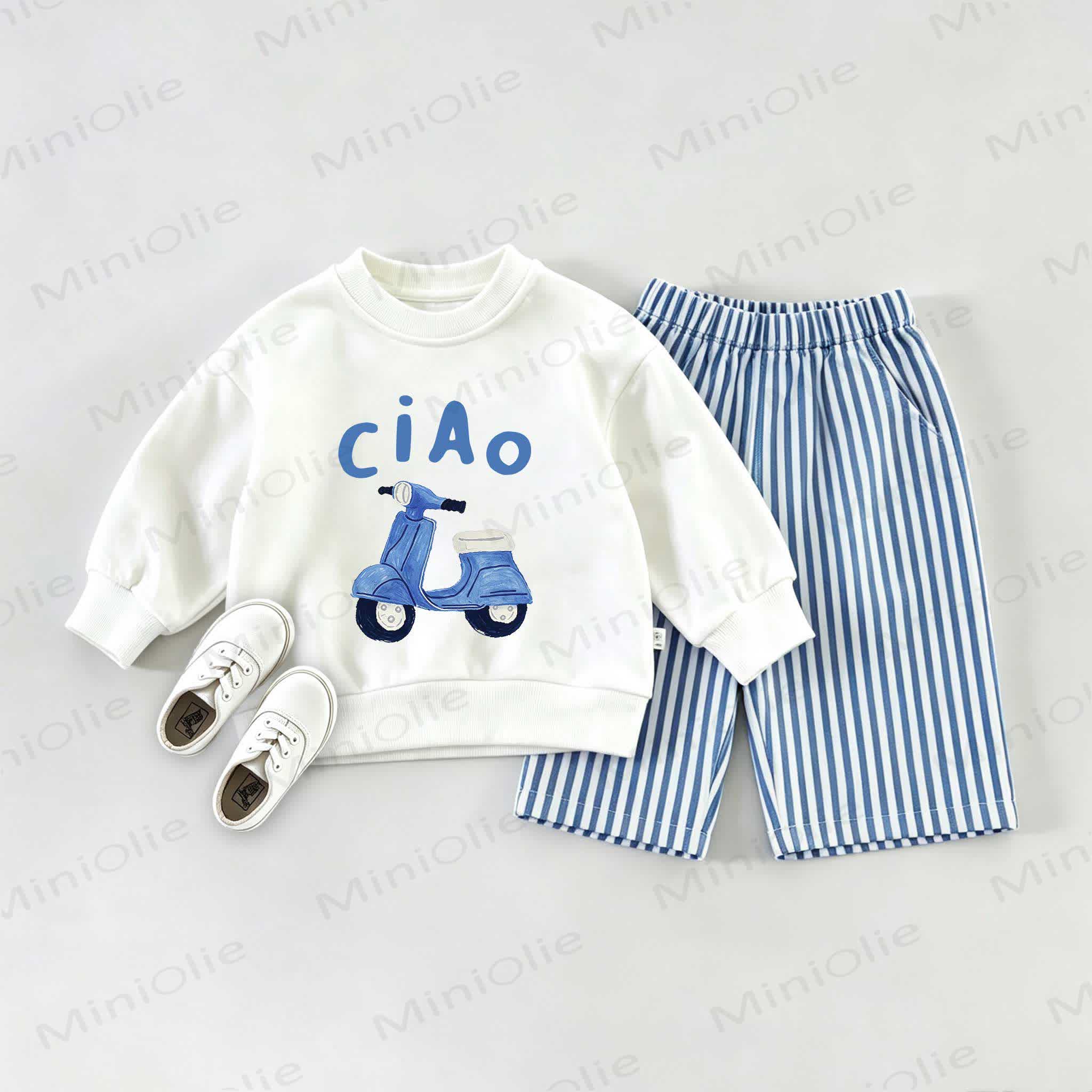CIAO Baby Sweatshirt 2-piece Set - White&Blue - 2-3T - image 1