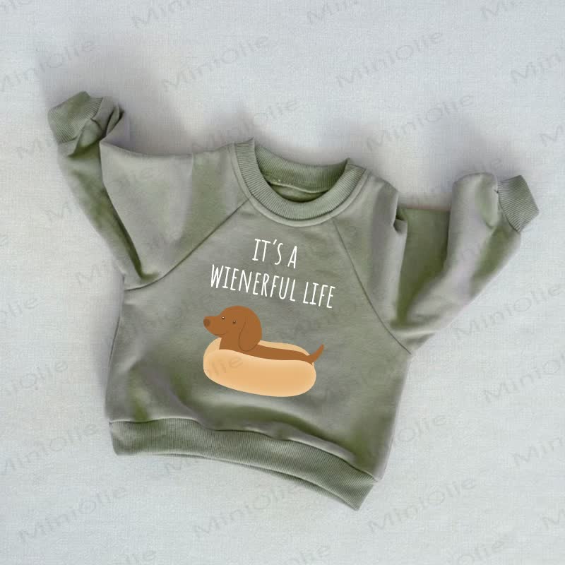 IT'S A WIENERFUL LIFE Baby Toddler Grey Green Sweatshirt - Grey Green - 3-5T - image 1