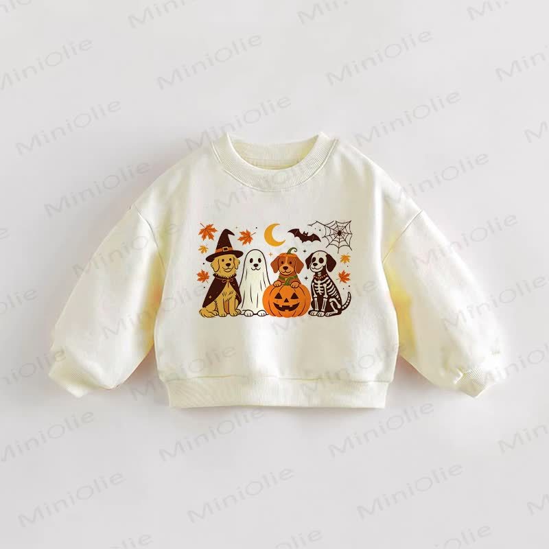 Baby Toddler Halloween Puppy Cream Sweatshirt - Cream - 3-5T - image 1