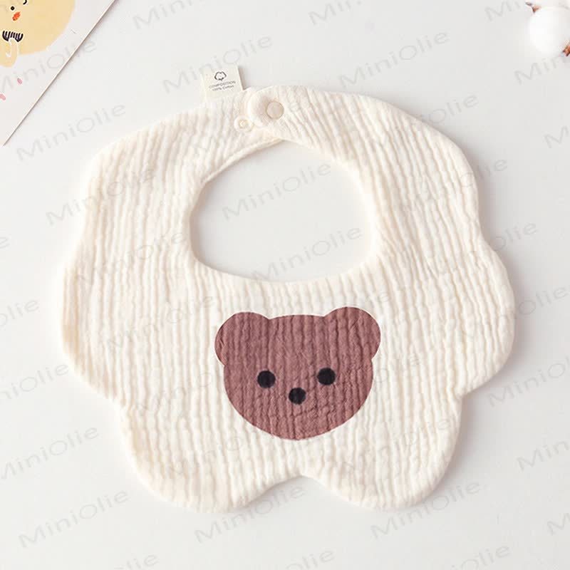  Baby Muslin Cotton Bear Bib - Beige - 0-12M - image 1