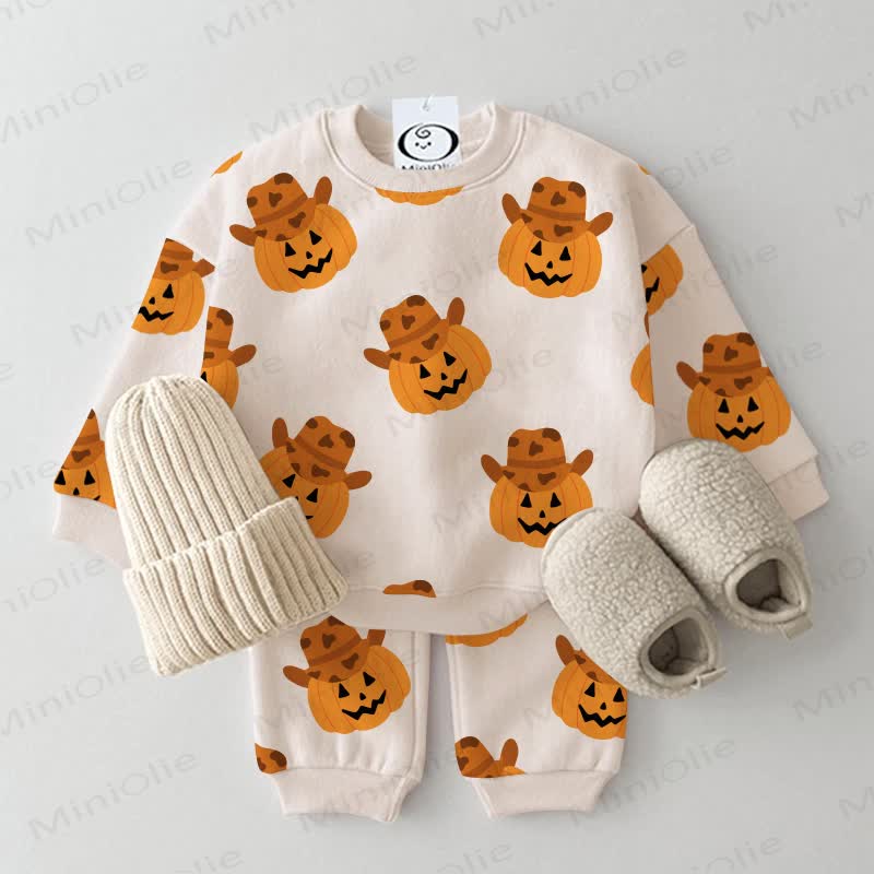 Baby Beige Pumpkins Print 2-piece Set - Beige - 3-5T - image 1