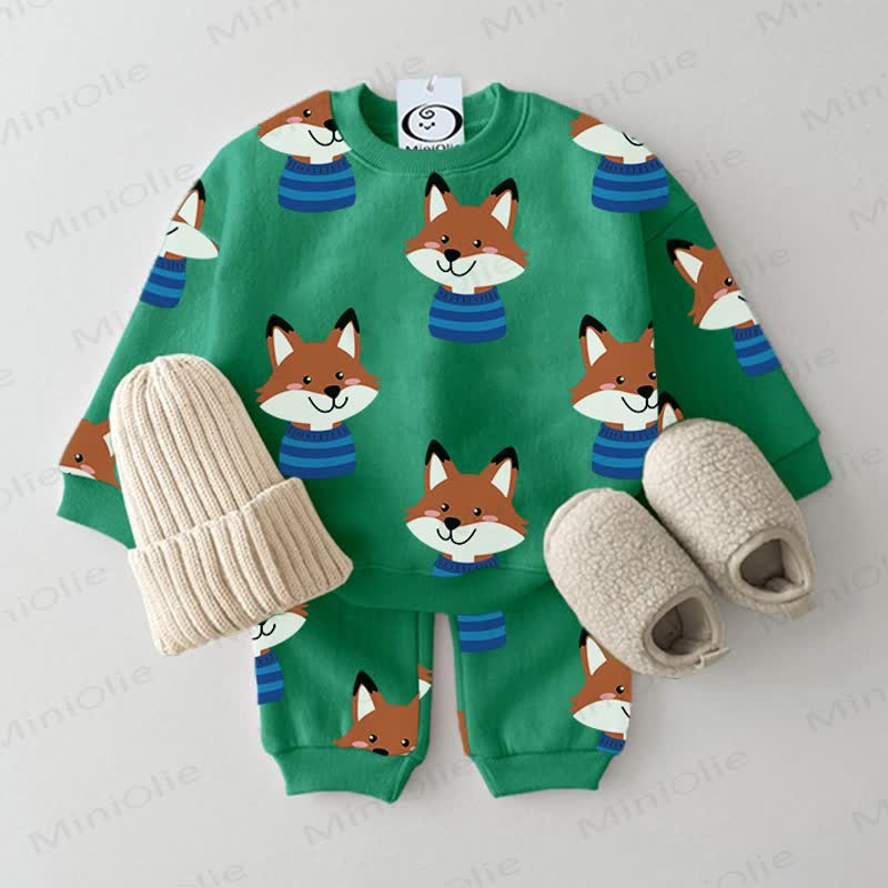 Baby Green Fox Sweatshirt 2-piece Set - Green - 2-3T - image 1