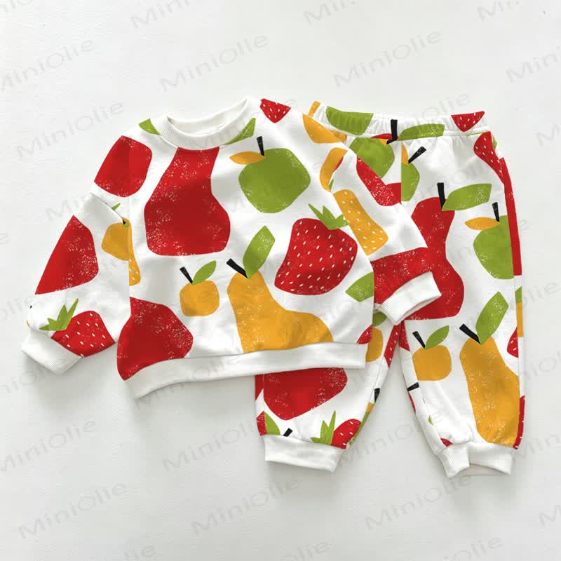 Baby Fruit White Sweatshirt and Pants 2-piece Set - White - 3-5T - image 1