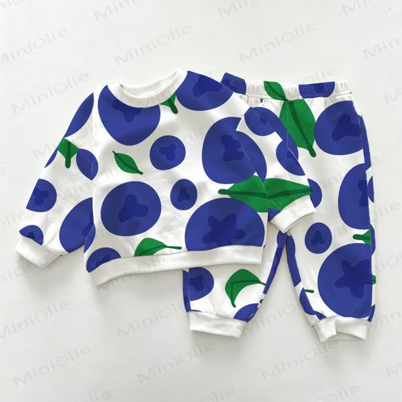 Baby Blueberry White Sweatshirt and Pants 2-piece Set - White - 3-5T - image 1