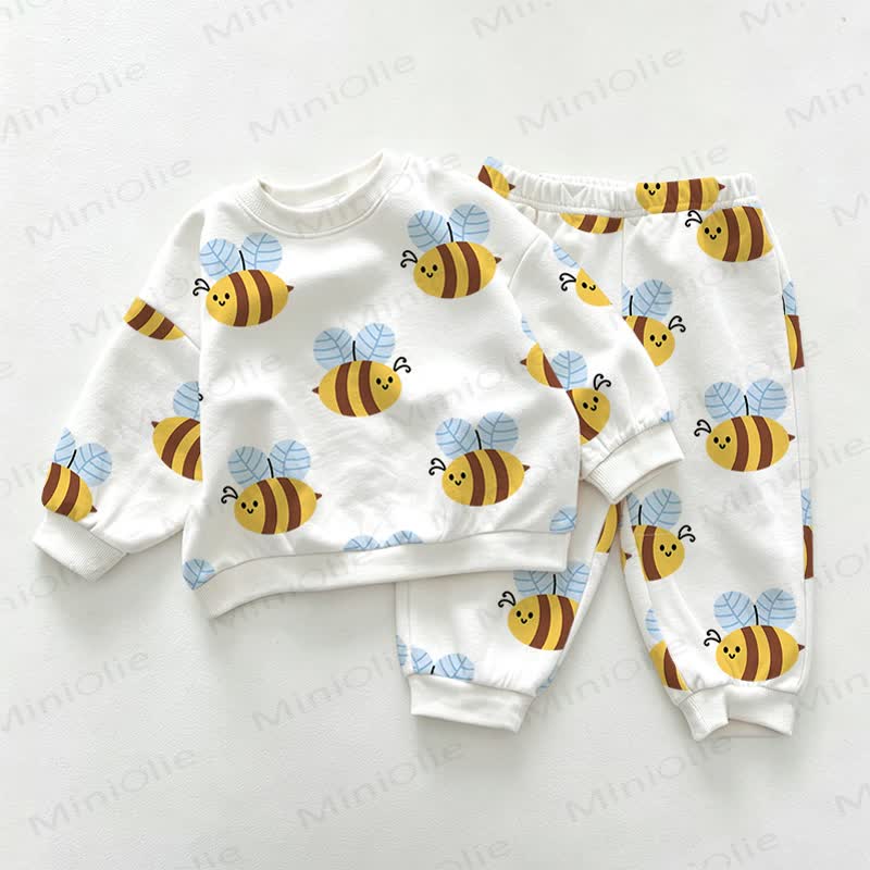 Baby Bee White Sweatshirt and Pants 2-piece Set - White - 3-5T - image 1
