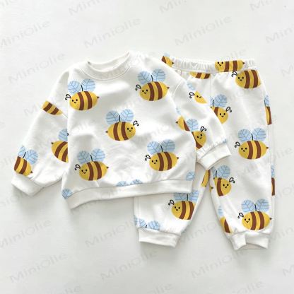 Baby Bee White Sweatshirt and Pants 2-piece Set - White - 3-5T - image 1