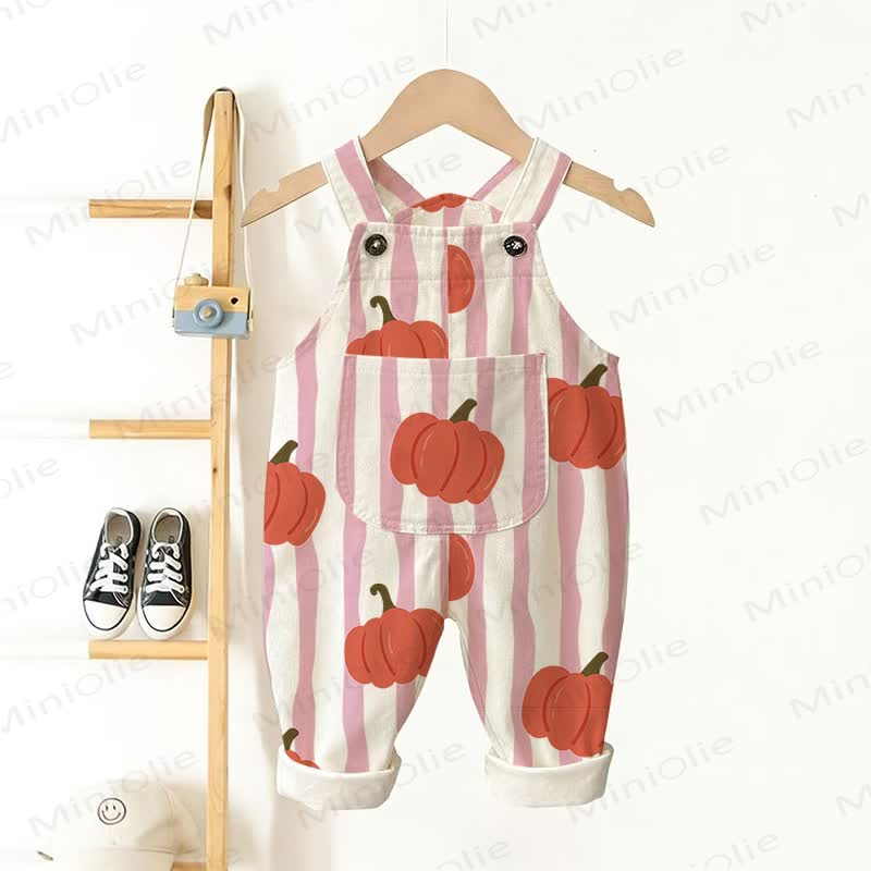 Baby Toddler Pumpkin Striped Overalls - Pink - 3-5T - image 1