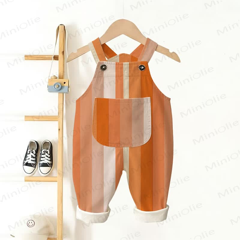 Baby Toddler Orange Striped Overalls - Orange - 3-5T - image 1