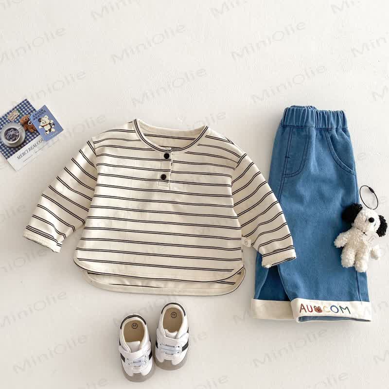 Baby Toddler Striped Henley T-Shirt - image 3