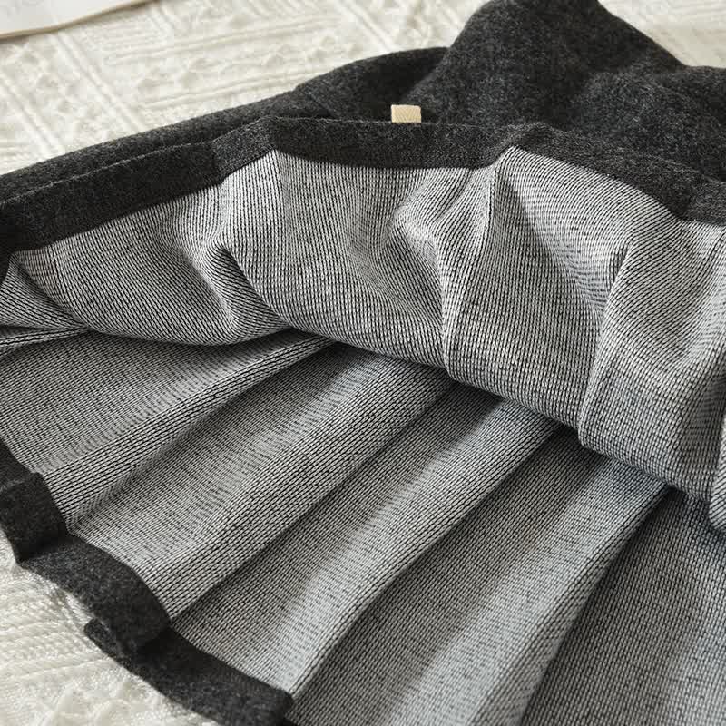 Toddler Girl Gray Bow Knit Cardigan and Pleated Skirt 2-piece Set - image 9