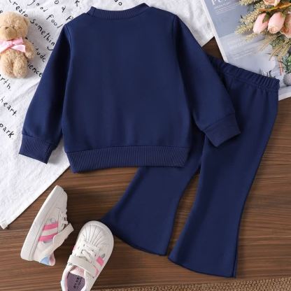 Baby Girls Bow Sweatshirt and Flare Pants 2-piece Set - image 4