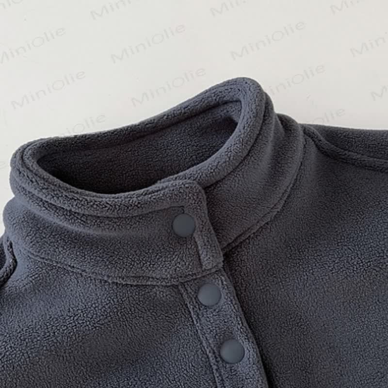 Baby Solid Color Cozy Fleece Half Placket and Jogger 2-piece Set - image 5