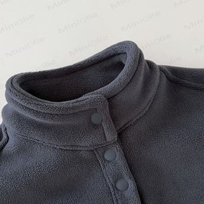Baby Solid Color Cozy Fleece Half Placket and Jogger 2-piece Set - image 5