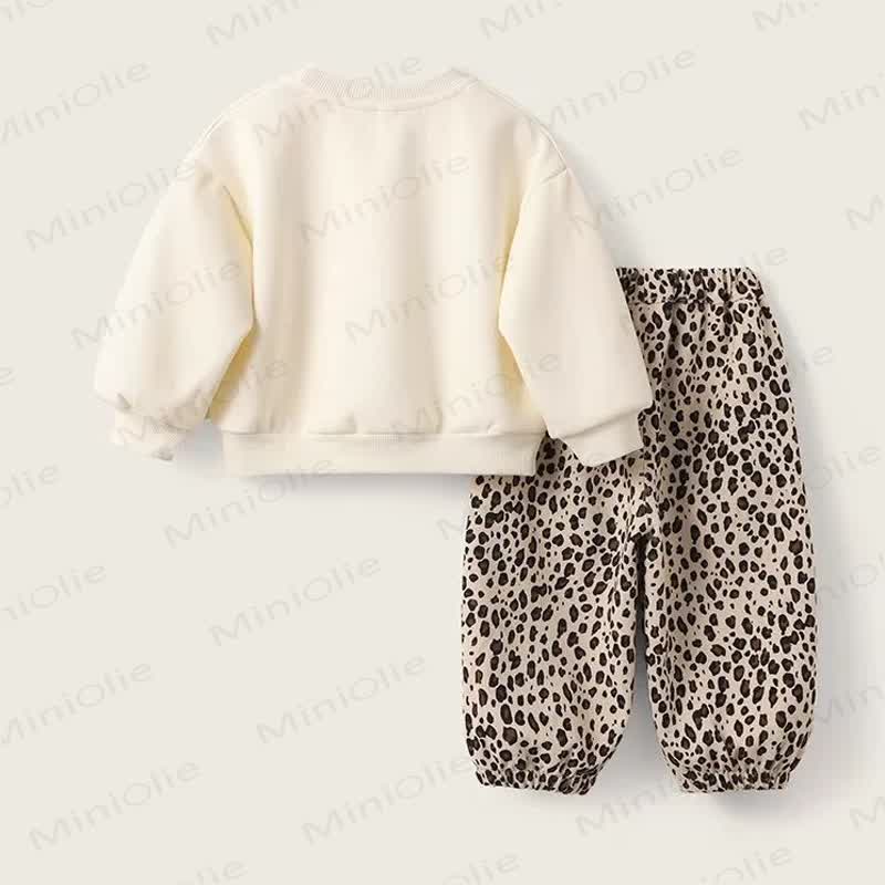 Toddler Baby Leopard Bow Sweatshirt and Pants 2-piece Set - image 2