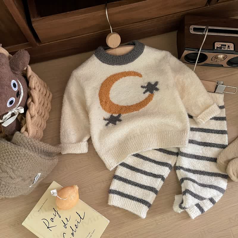 Baby Fleece Sweatshirt and Pants 2-piece Pyjama Set - Beige - 3-4T - image 3