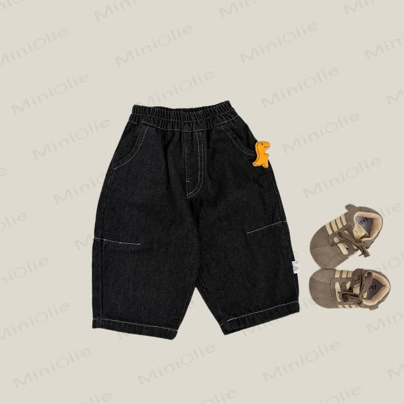 Baby Toddler Boys Black Dinosaur Patch Denim Pants - Black - 4-5T - image 1