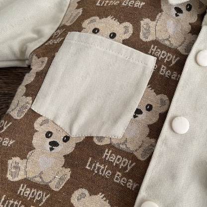 Toddler Baby Bear Patch Collared Jacket and Pants 3-piece Set - image 9