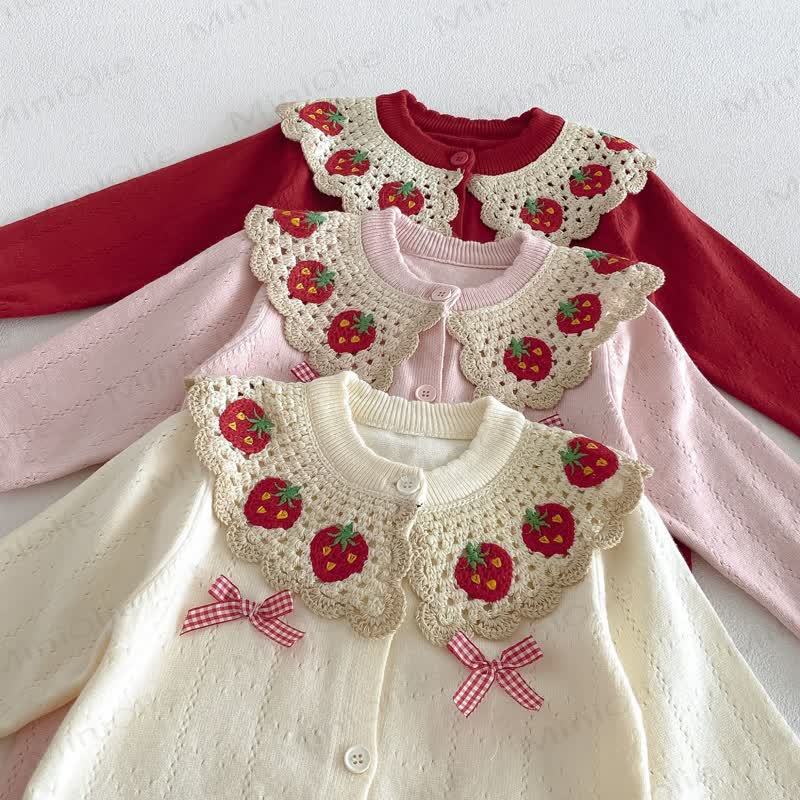 Baby Strawberry Collar Romper Beret Set - image 9