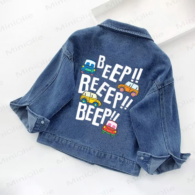 BEEP!! BEEEP!! BEEP!! Toddler Kid Car Print Denim Jacket - image 2