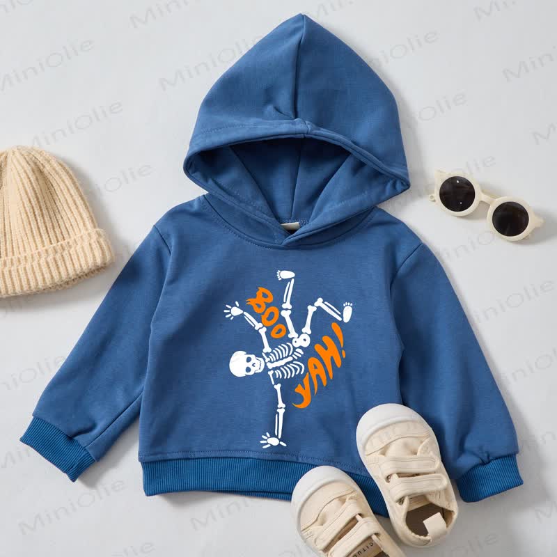 BOO YAH﻿! Baby Toddler Skeleton Print Blue Hoodie Sweatshirt - Blue - 3-5T - image 1