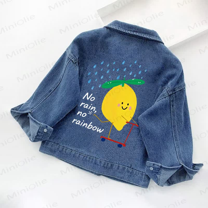 NO RAIN, NO RAINBOW Toddler Kid Lemon Print Denim Jacket - image 2