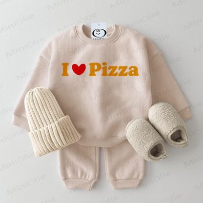 L LOVE PIZZA Baby Beige Sweatshirt 2-piece Set - Beige - 2-3T - image 1