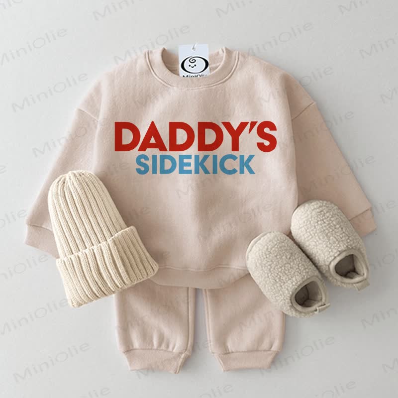DADDY'S SIDEKICK Baby Beige Sweatshirt 2-piece Set - Beige - 2-3T - image 1