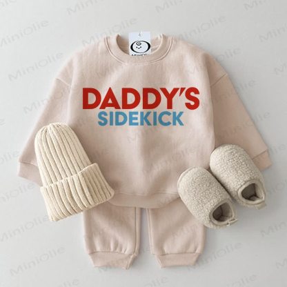DADDY'S SIDEKICK Baby Beige Sweatshirt 2-piece Set - Beige - 2-3T - image 1